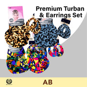 AB Premium Turban & Earrings Set - BRAID BEAUTY INC