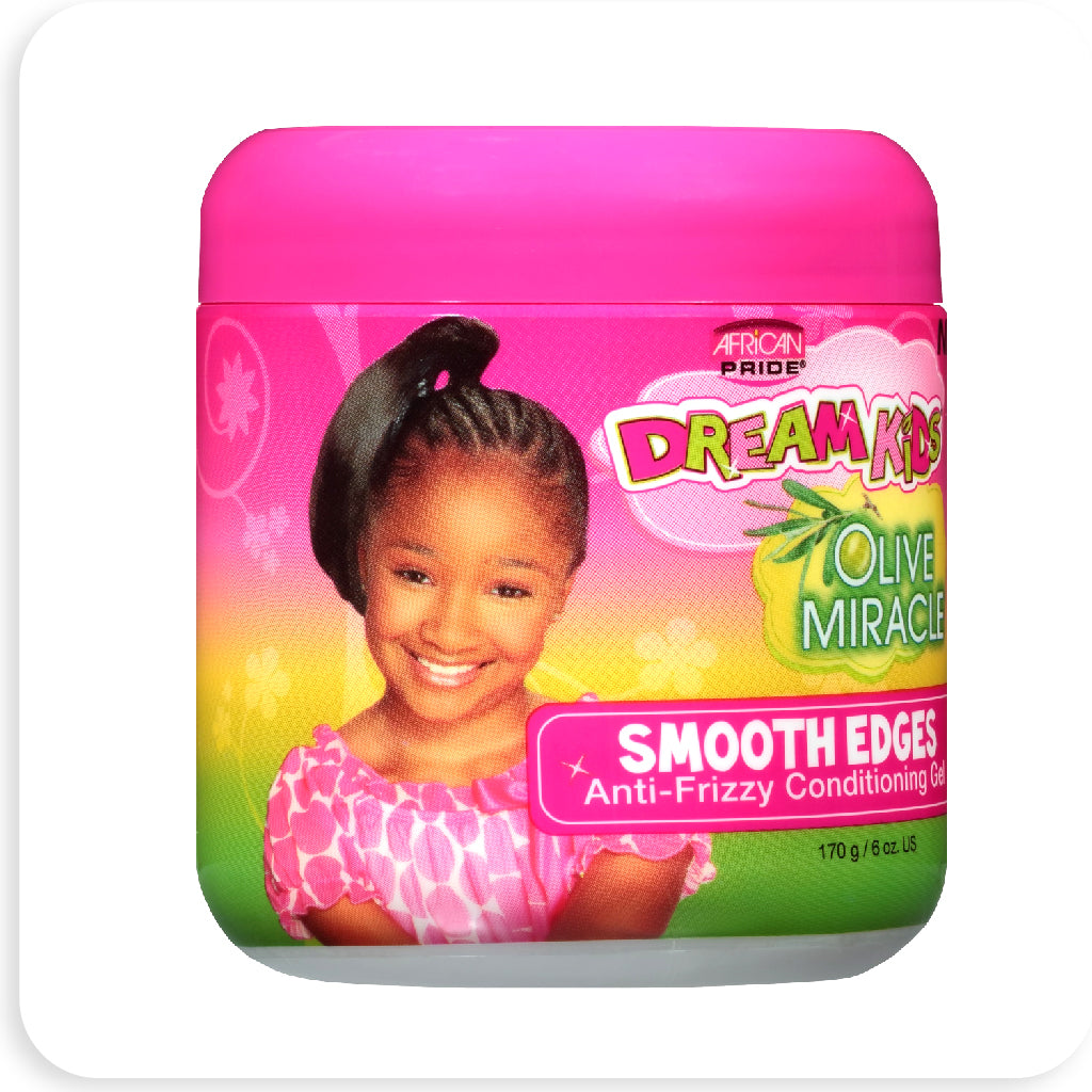 African Pride Olive Miracle Dream Kids Shine Enhancing Jar Hair Styling Gel, 6 oz - BRAID BEAUTY