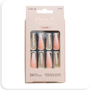 Cala Nail Tip Long Coffin Ombre W Gold #87844 - BRAID BEAUTY