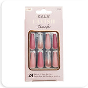 Cala Nail Tip Long Coffin Pink W/Glitter #87860 - BRAID BEAUTY
