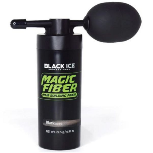 Black Ice Magic Fiber Hair Building Fiber with Applicator - Black 0.97 - BRAID BEAUTY