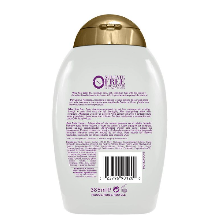 Drik vand dommer rynker OGX Extra Strength Damage Remedy Coconut Miracle Oil Shampoo 13 oz | BRAID  BEAUTY